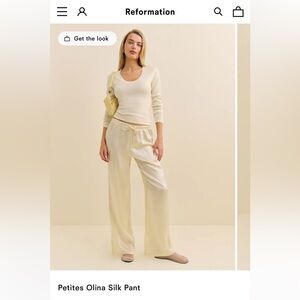Reformation Cream Silk Pants